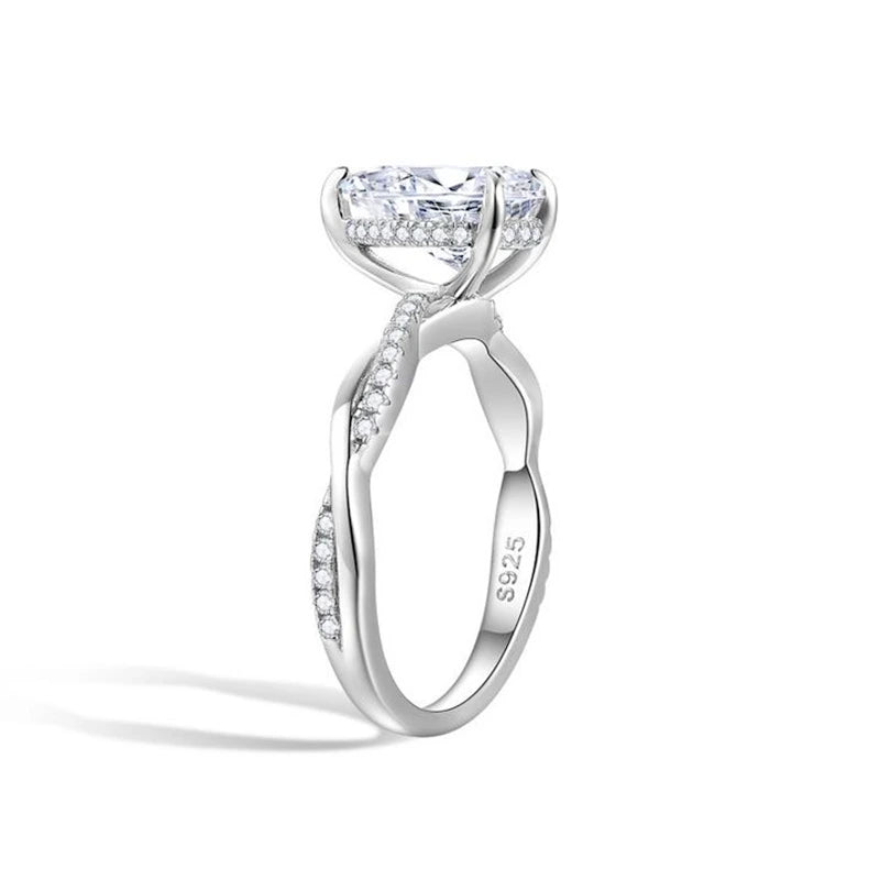 Twisted Vine Hidden Halo Pear Moissanite Ring