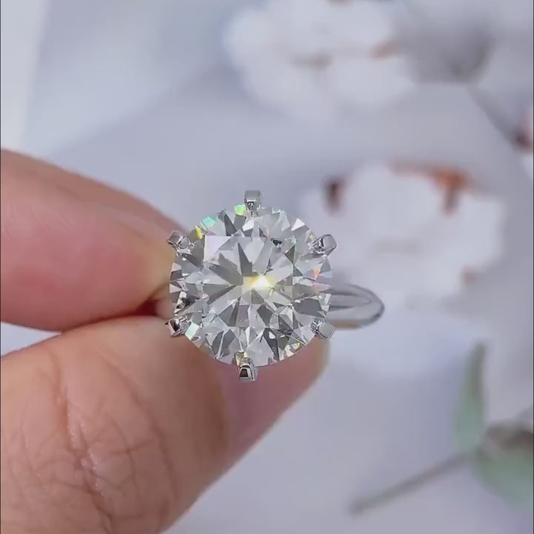 Solitaire Six Prong Moissanite Ring 5.0 ct