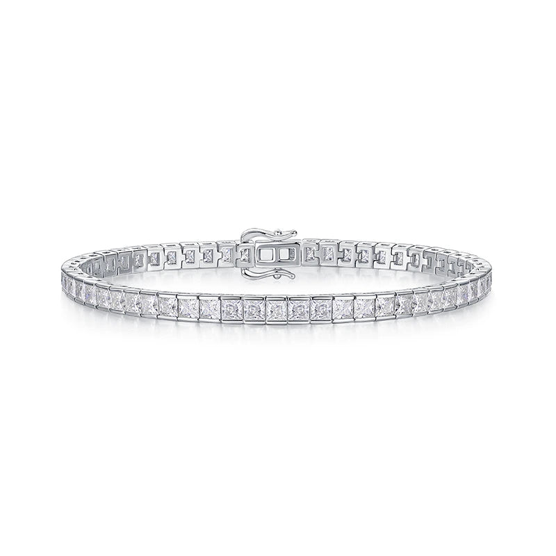 Princess Moissanite Half Bezel Tennis Bracelet