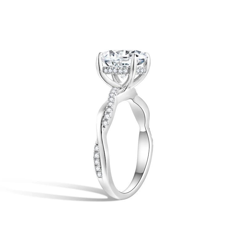 Twisted Vine Hidden Halo Princess Moissanite Ring