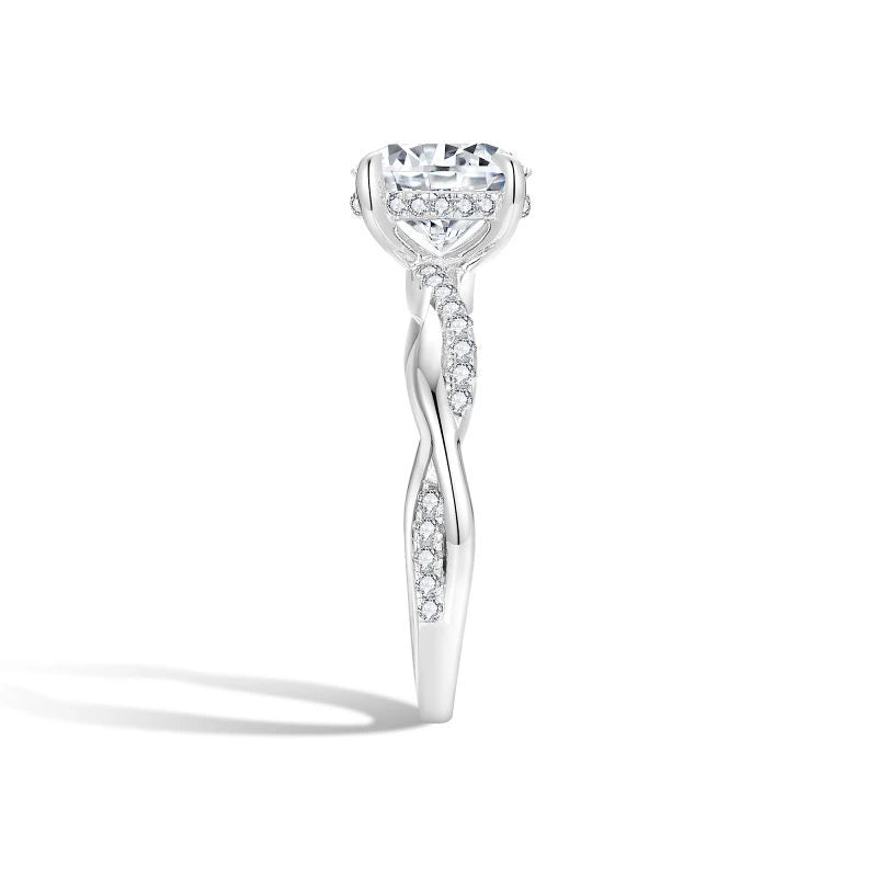 Twisted Vine Hidden Halo Princess Moissanite Ring