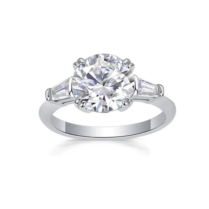 Tapered Baguette Three Stone Moissanite Engagement Ring 3.0 ct