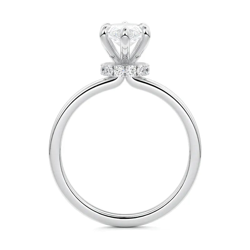 Secret Halo Marquise Engagement Ring