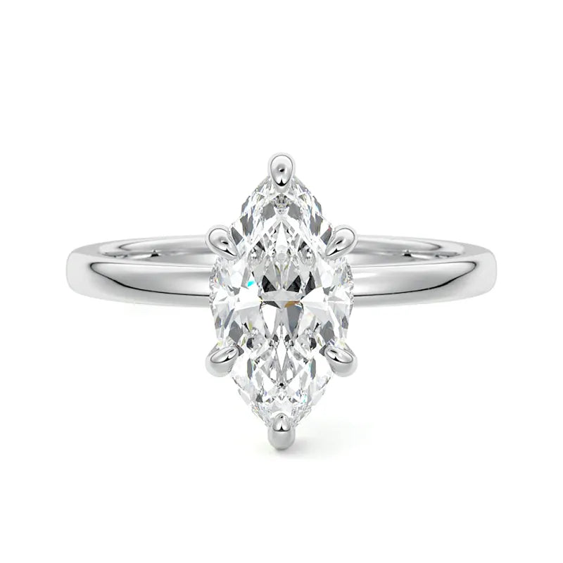 Secret Halo Marquise Engagement Ring