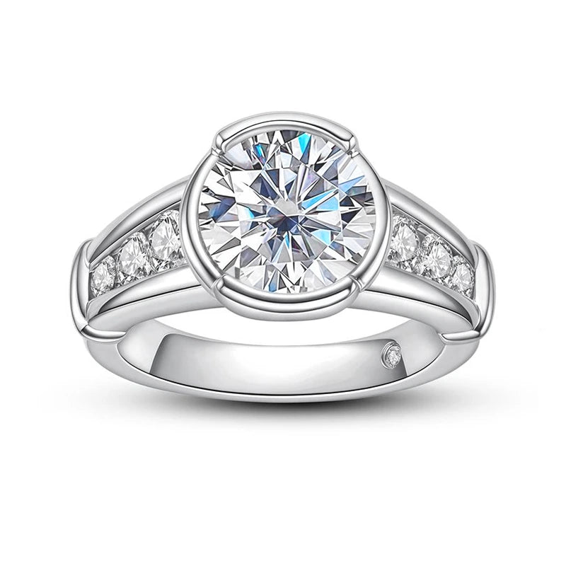 Channel Sidestone Bezel Moissanite Engagement Ring