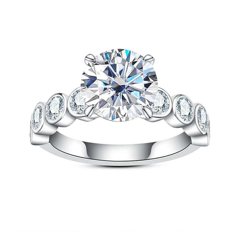 Bezel Set Sidestone Moissanite Engagement Ring