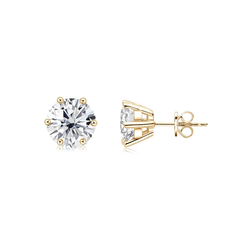 Classic Six Prong Basket Moissanite Stud Earrings