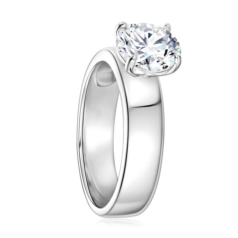 Solitaire Thick Band Moissanite Ring