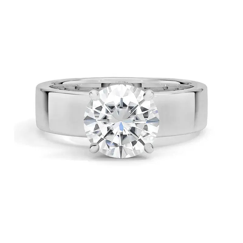 Solitaire Thick Band Moissanite Ring