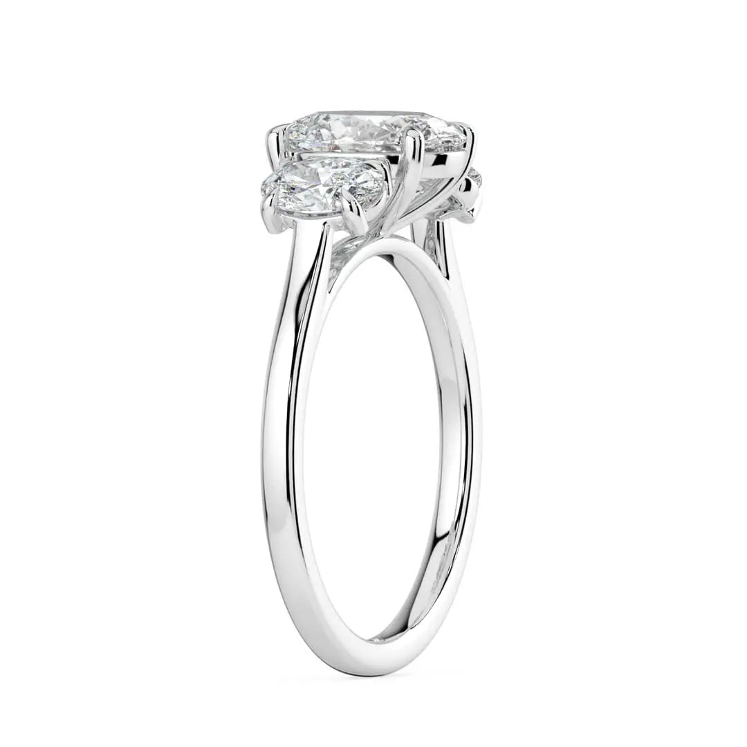Solitaire Three Oval Moissanite Ring