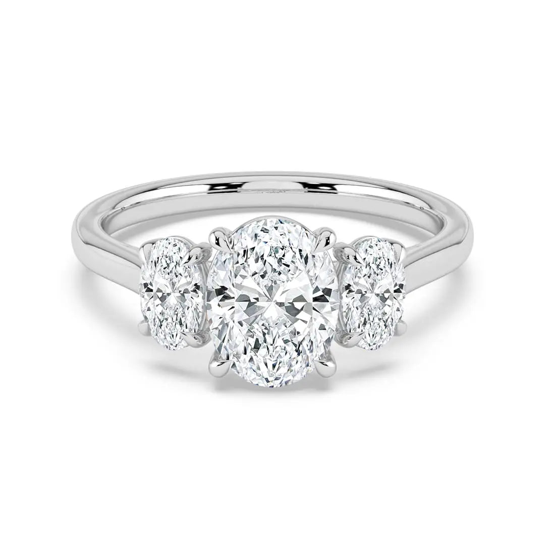 Solitaire Three Oval Moissanite Ring