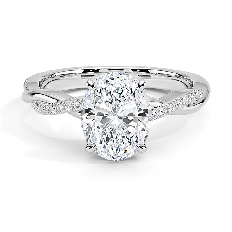 Twisted Vine Hidden Halo Oval Moissanite Ring