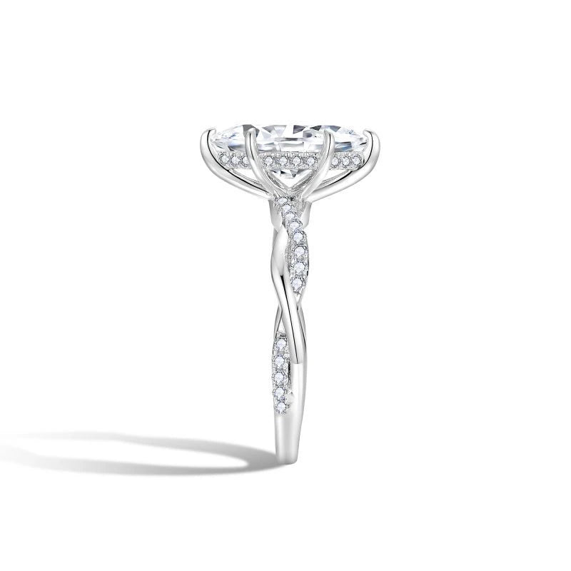 Twisted Vine Hidden Halo Marquise Moissanite Ring