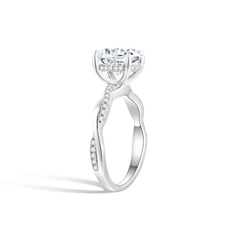 Twisted Vine Hidden Halo Oval Moissanite Ring