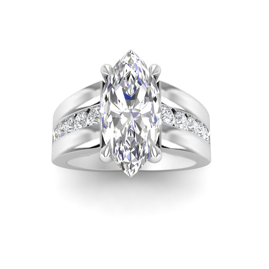 Custom Thick Invisible Set Eternity Band Marquise Moissanite Ring
